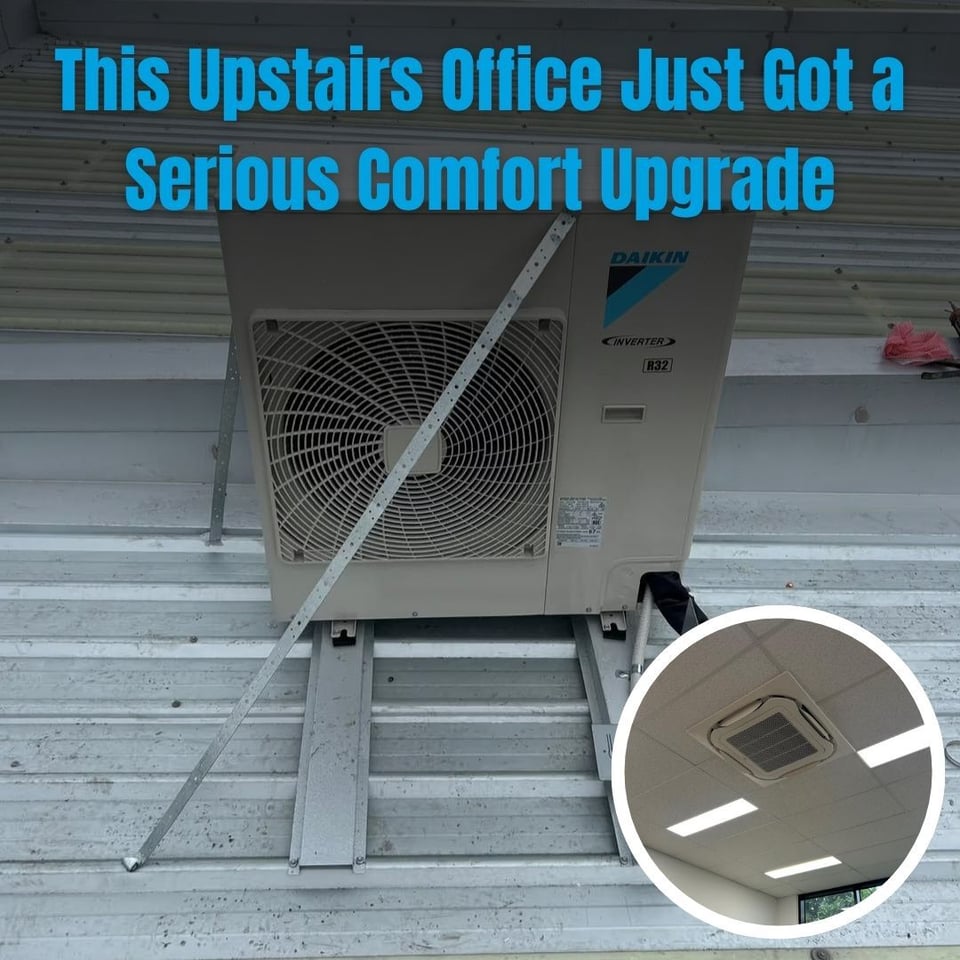this is an image of daikin cassette split system installed in upstairs office ceiling clean airflow air conditioning melbourne gt hvac