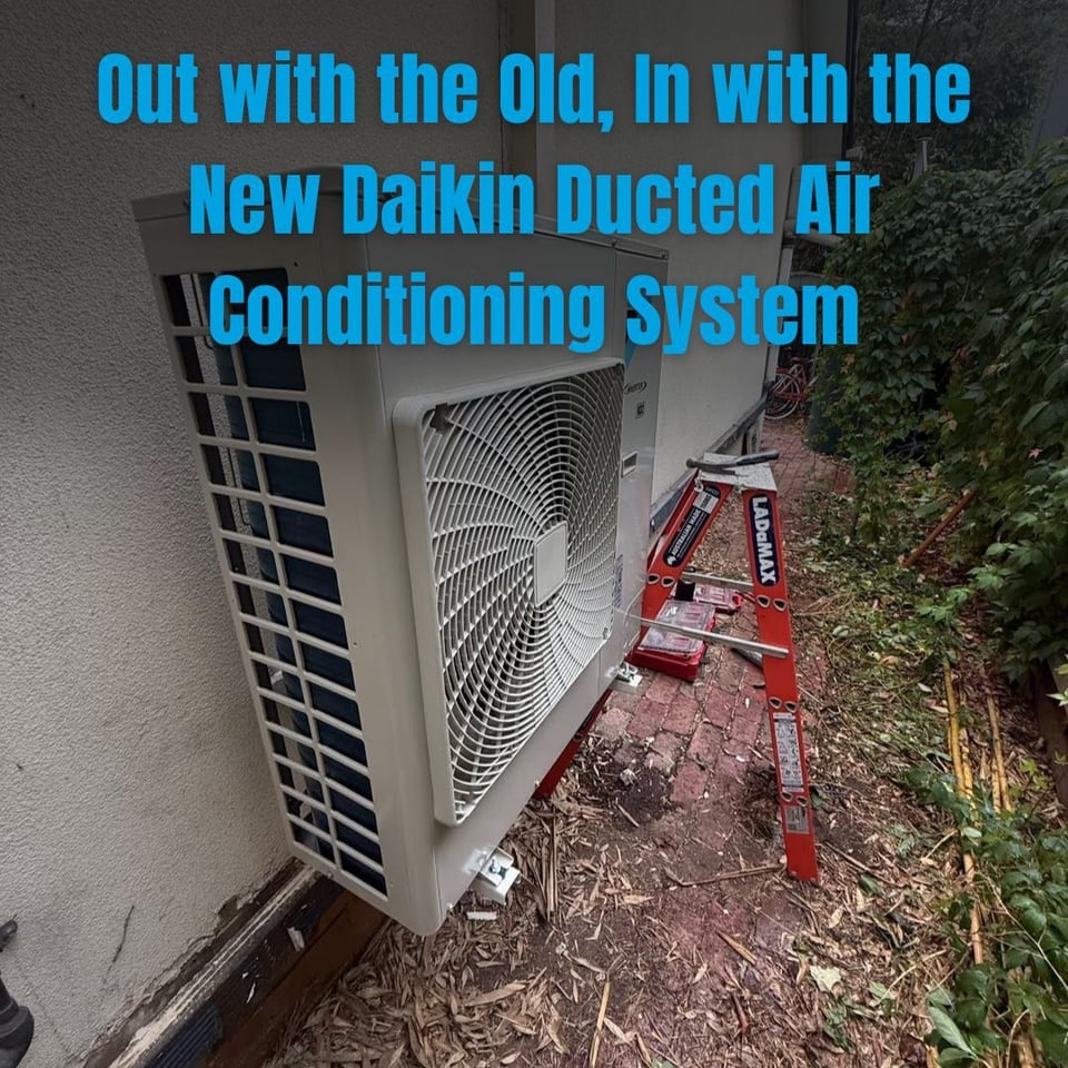 this is an image of daikin ducted air conditioning system installation replacing old unit elevated outdoor unit melbourne gt hvac
